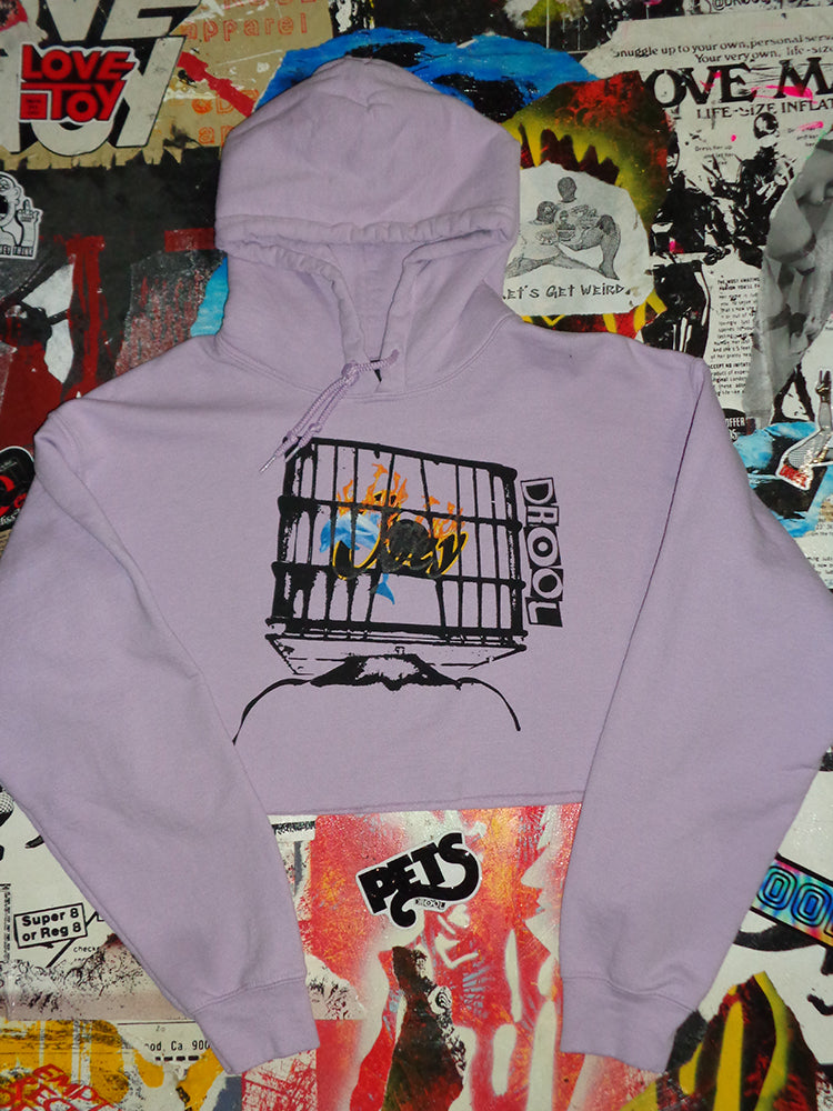 FOMO Collection - Obey Glory Box Raw Cut Crop Top Hoodie  - M - 14720