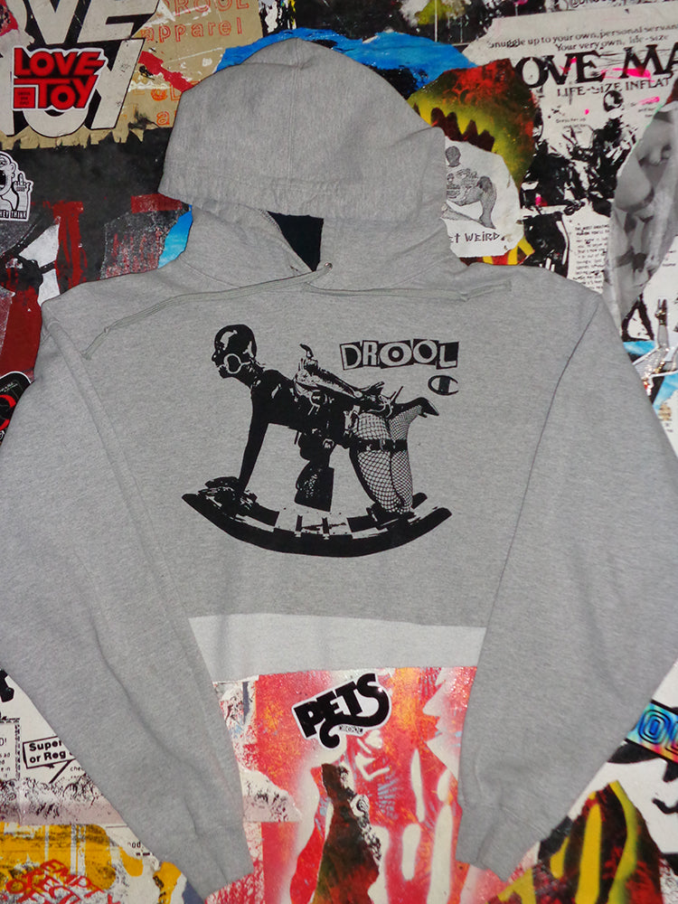 FOMO Collection - Champion Rubber Pony Raw Cut Crop Top Hoodie  - XL - 14723