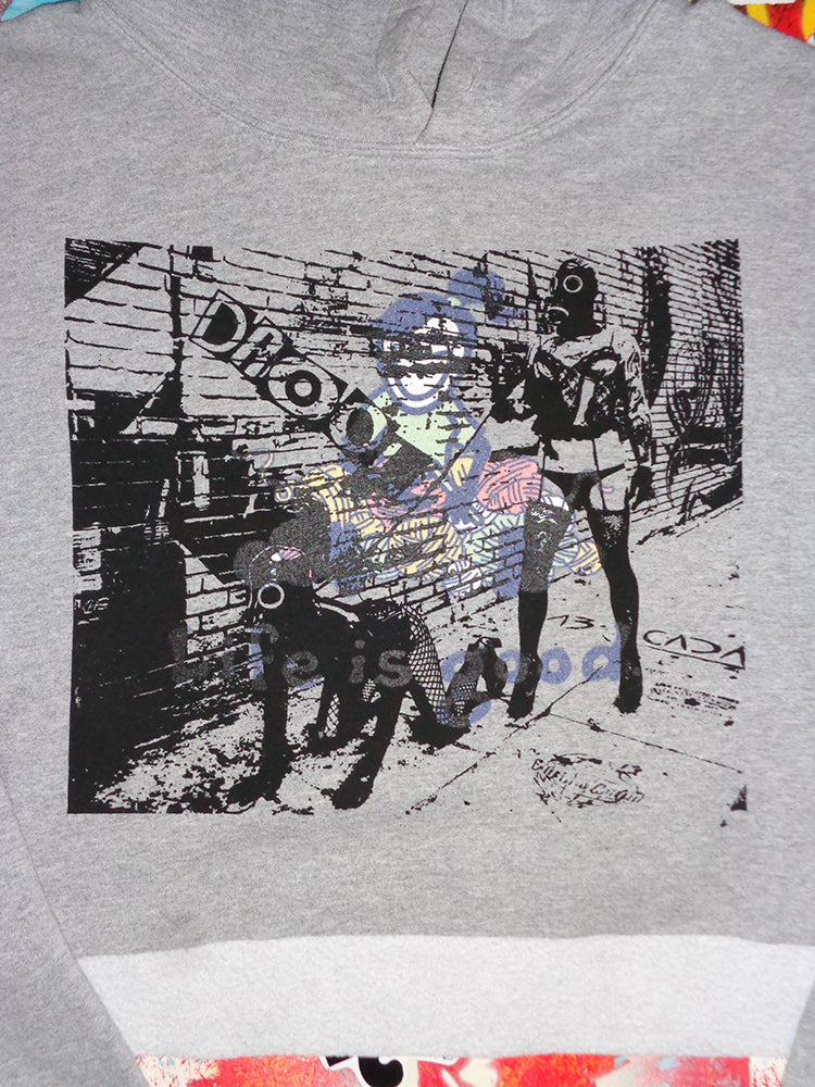 FOMO Collection - Life is Good Walk Your Dog Raw Cut Crop Top Hoodie  - XL - 14724