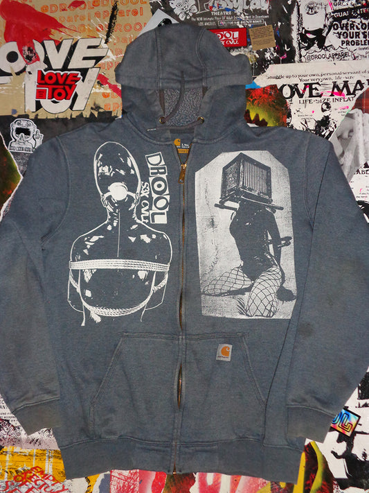 FOMO Collection - DISTRESSED Carhartt Collage Box Head / Manifesto Zip Hoodie / Jacket  - L(Tall) - 14737