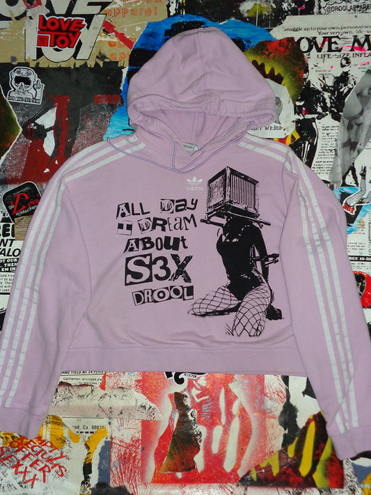 FOMO Collection - A.D.I.D.A.S. Collage Box Head Crop Top Hoodie  - M - 14741