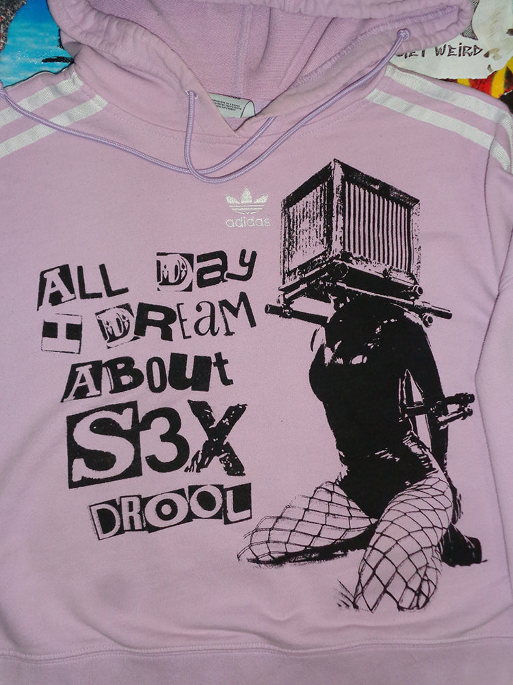FOMO Collection - A.D.I.D.A.S. Collage Box Head Crop Top Hoodie  - M - 14741