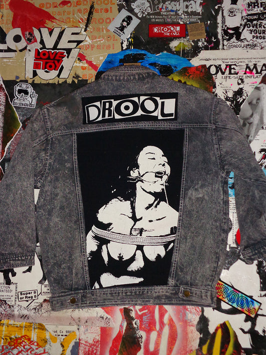 FOMO Collection - Vintage Sears(Mid-80s Acid Wash Made in USA) Origin Story / Feel Everything Denim Jacket  - L(Women's)(18" sleeves potentially 3/4 sleeves) - 14746