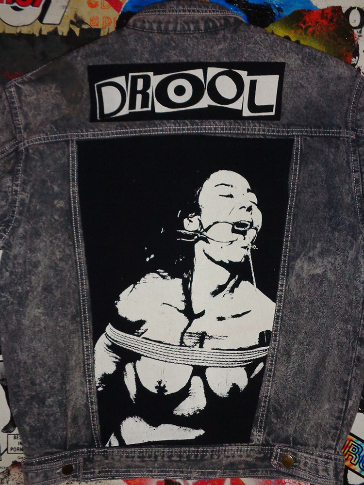 FOMO Collection - Vintage Sears(Mid-80s Acid Wash Made in USA) Origin Story / Feel Everything Denim Jacket  - L(Women's)(18" sleeves potentially 3/4 sleeves) - 14746