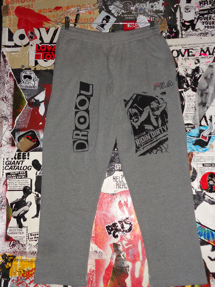 FOMO Collection - DISTRESSED Fila Ridin Dirty Sweatpants  - M(Waist = 32", Inseam = 27", Length = 37") - 1488