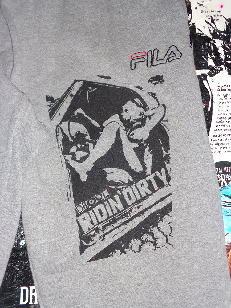 FOMO Collection - DISTRESSED Fila Ridin Dirty Sweatpants  - M(Waist = 32", Inseam = 27", Length = 37") - 1488
