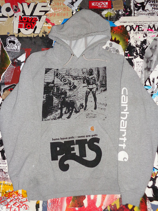 FOMO Collection - DISTRESSED Collage Carhartt Walk Your Dog / Pets Hoodie  - L - 14820