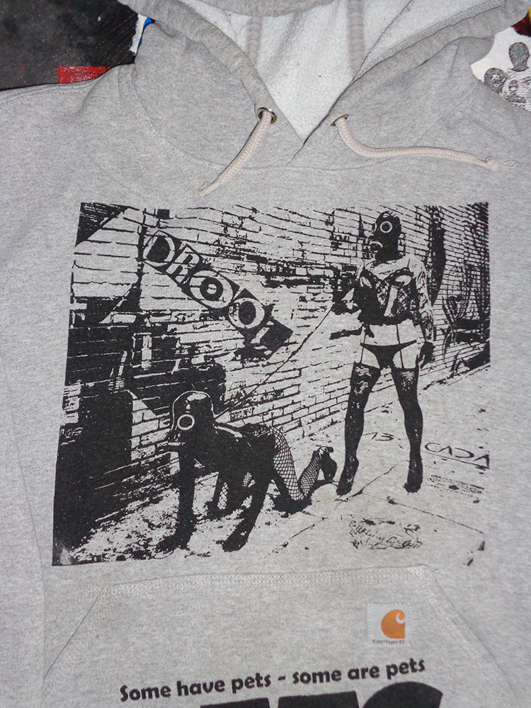 FOMO Collection - DISTRESSED Collage Carhartt Walk Your Dog / Pets Hoodie  - L - 14820