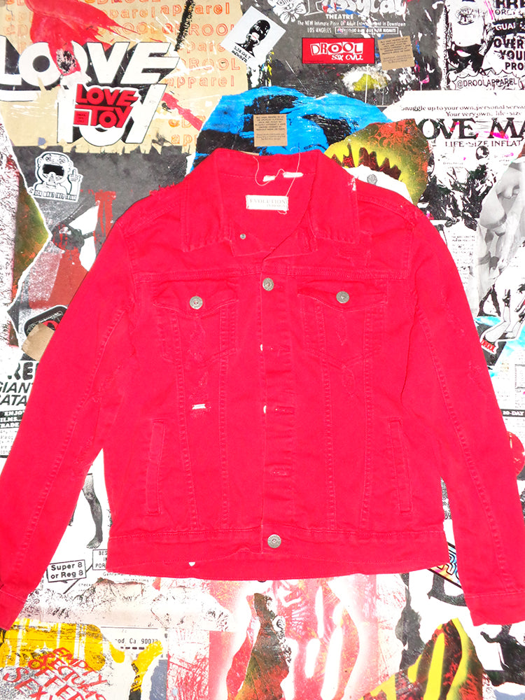 FOMO Collection - DISTRESSED Box Head Denim Jacket  - M - 14825