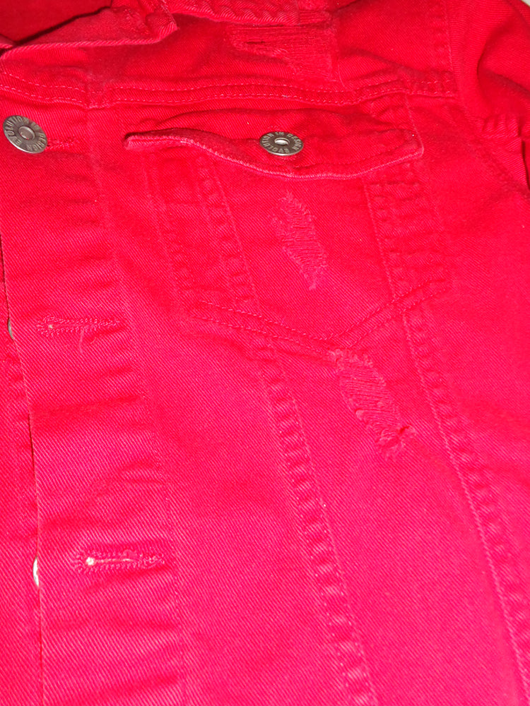 FOMO Collection - DISTRESSED Box Head Denim Jacket  - M - 14825