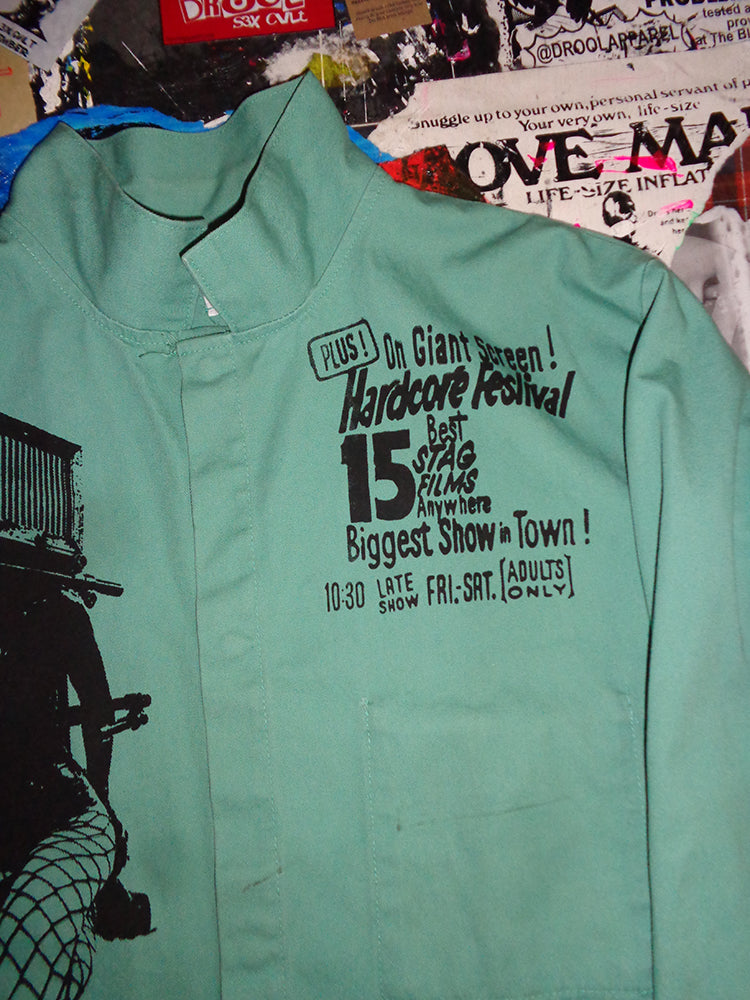 FOMO Collection - Collage Vintage Made in USA Box Head / Vice Girls / Love Maid / Love Machine Fire Resistant Welding Work Wear Jacket  - 2XL - 14830