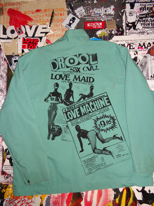 FOMO Collection - Collage Vintage Made in USA Box Head / Vice Girls / Love Maid / Love Machine Fire Resistant Welding Work Wear Jacket  - 2XL - 14830