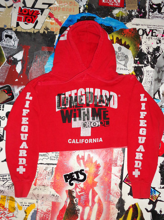 FOMO Collection - Lifeguard Come Play With Me Raw Cut  Crop Top Hoodie - S - 14917