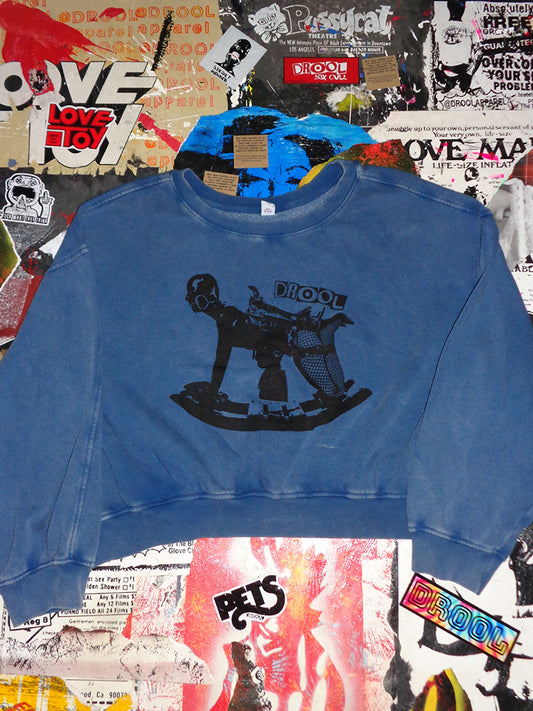 FOMO Collection -Rubber Pony Raw Cut Crop Top Crewneck - 2XL - 14919