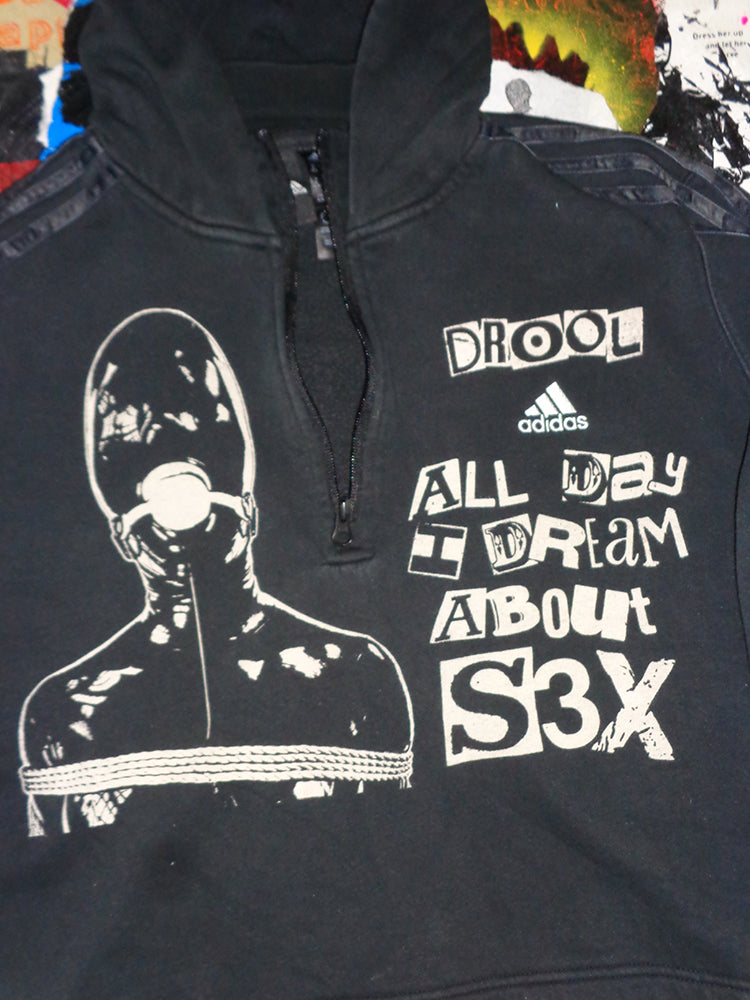 FOMO Collection - A.D.I.D.A.S. Collage Manifesto Half Zip Crop Top Hoodie - XL - 14926
