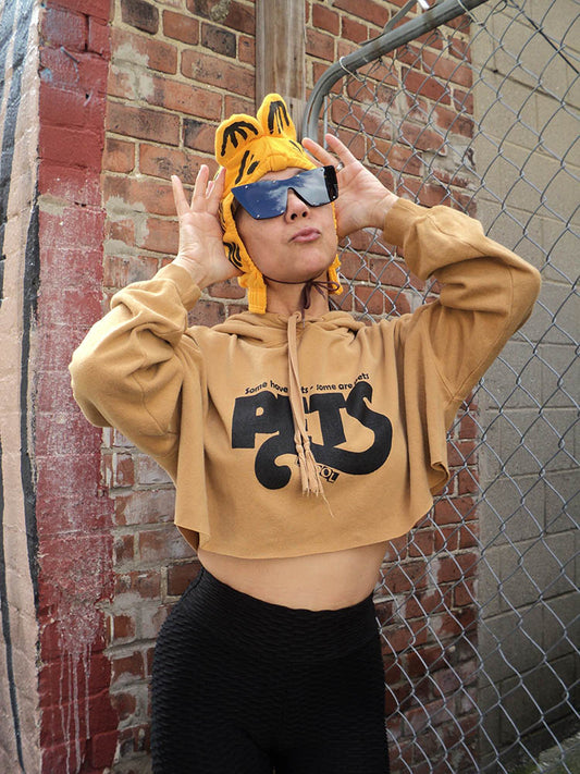FOMO Collection Pets Raw Cut Crop Top Hoodie  - M - 10044