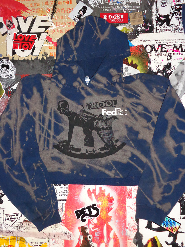 FOMO Collection - FedEx Rubber Pony Raw Cut Crop Top Hoodie  - XL - 15018