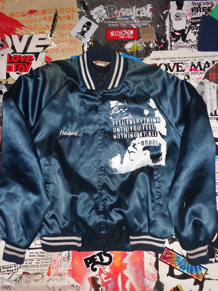 FOMO Collection - Vintage 1980s Made in USA "Herbert" Collage Origin Story / Feel Everything Jacket - L - 15033