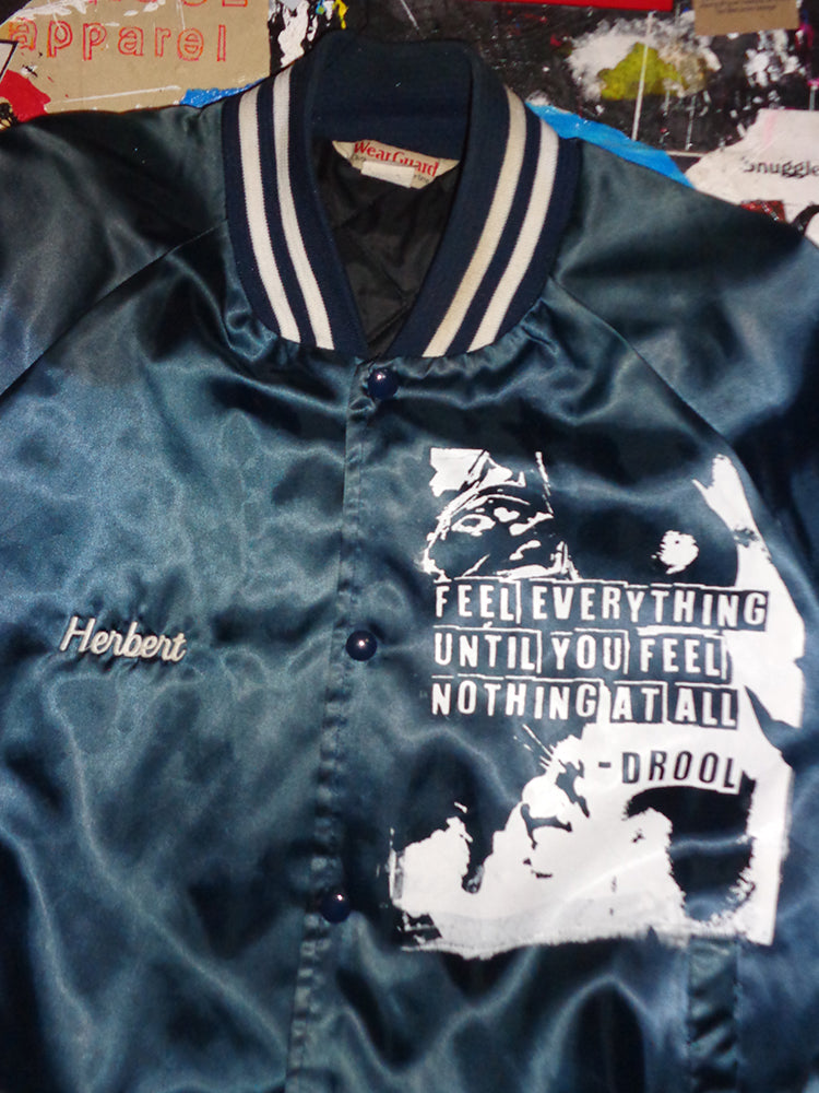 FOMO Collection - Vintage 1980s Made in USA "Herbert" Collage Origin Story / Feel Everything Jacket - L - 15033