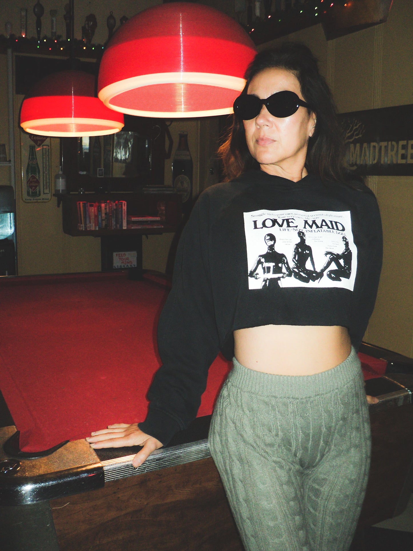 FOMO Collection - Adidas Love Maid Raw Cut Crop Top Hoodie - S - 12327