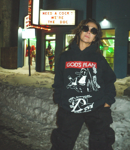 FOMO Collection - Collage God's Plan Magdalene / Devil In Miss Jones Hoodie - L - 12530