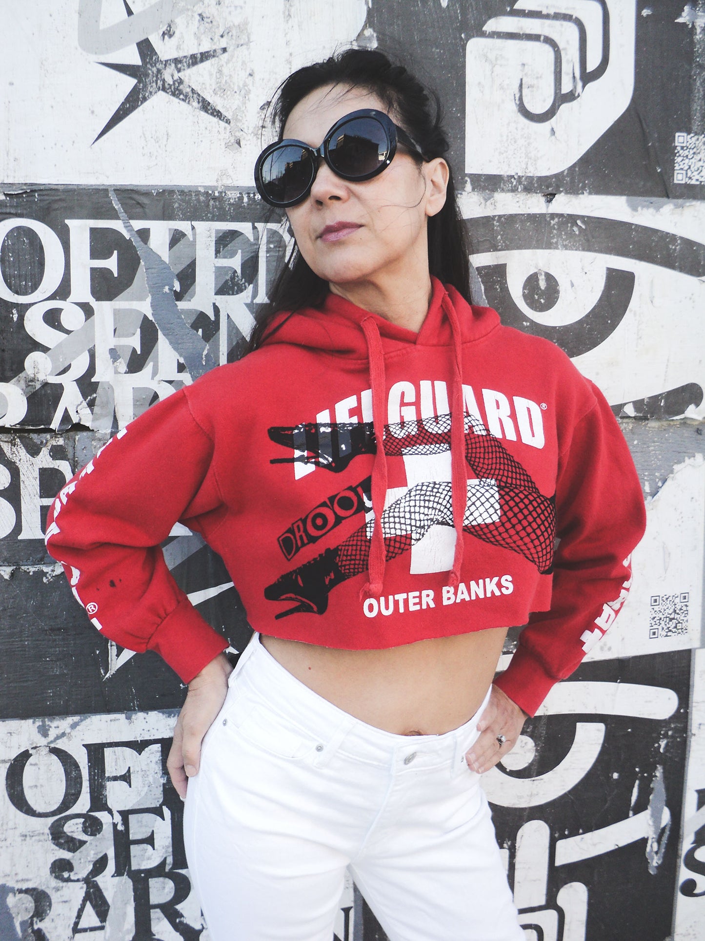 FOMO Collection - Lifeguard Legs Raw Cut Crop Top Hoodie - S - 12825