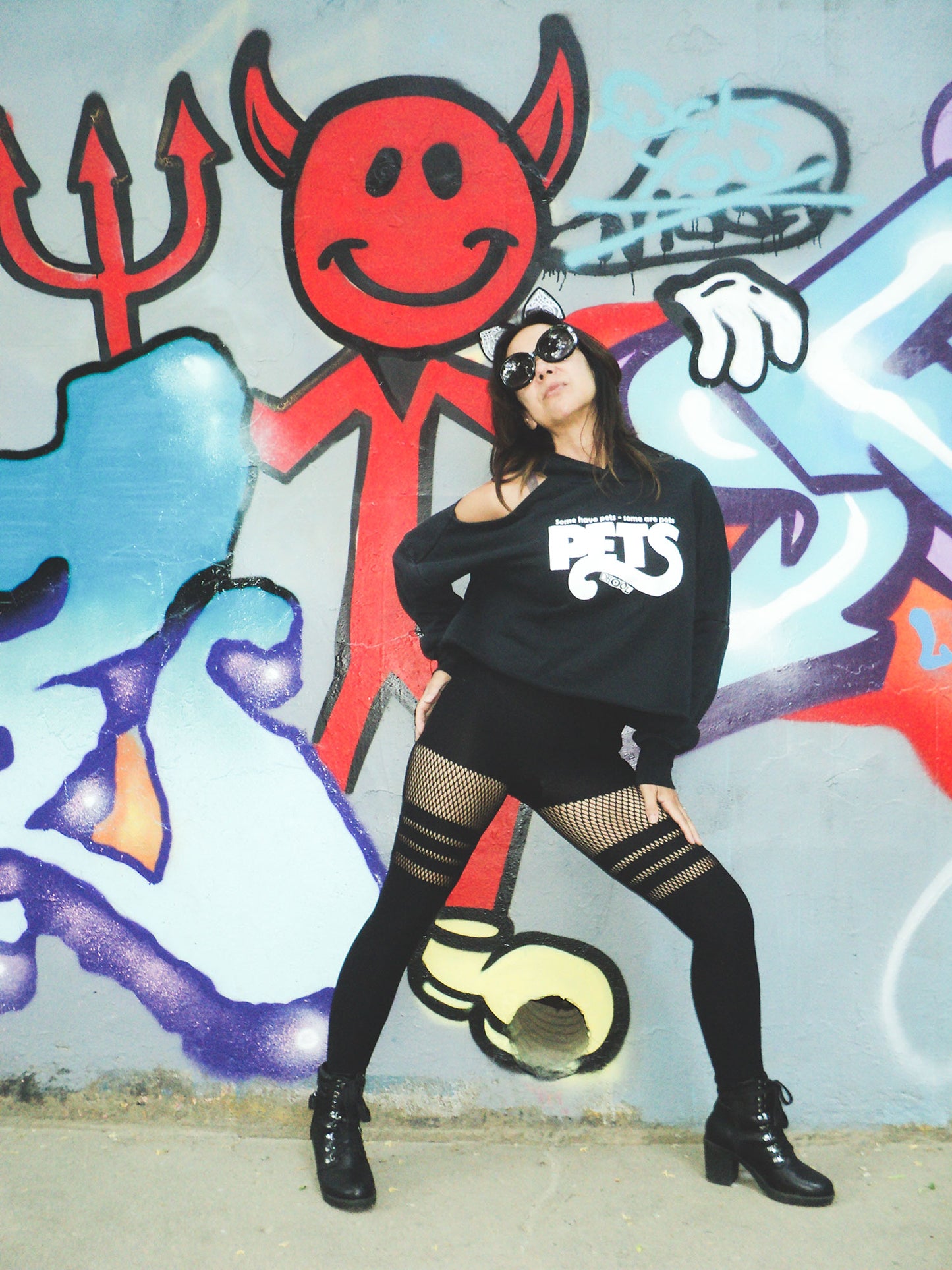 FOMO Collection - Pets Raw Cut Crop Top Hoodie(bare shoulder)  - XL - 13424