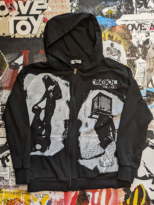 FOMO Collection - Collage Box Head / Sunday Service Zip Up Hoodie - S - 5615