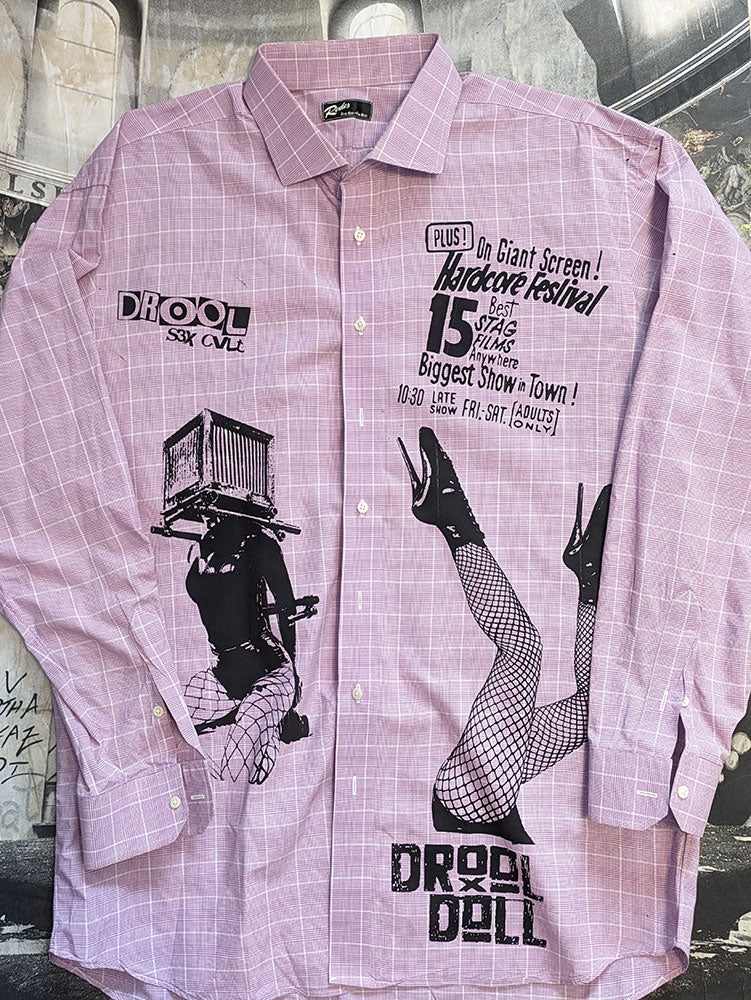 FOMO Collection - Collage Legs/Box Head Button Up Shirt(26" pit to pit) - 3XL - 5919