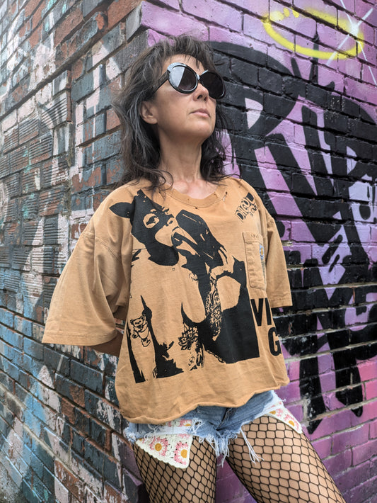 FOMO Collection - DISTRESSED Vice Girls Raw Cut Crop Top - XL - 7627