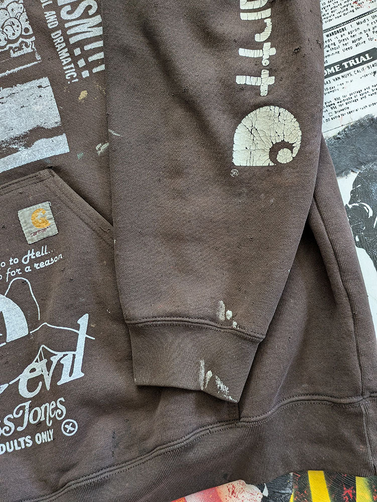 FOMO Collection - DISTRESSED Collage Carhartt Rubber Nun In Pittsburgh / Devil In Miss Jones Hoodie - 2XL - 7730