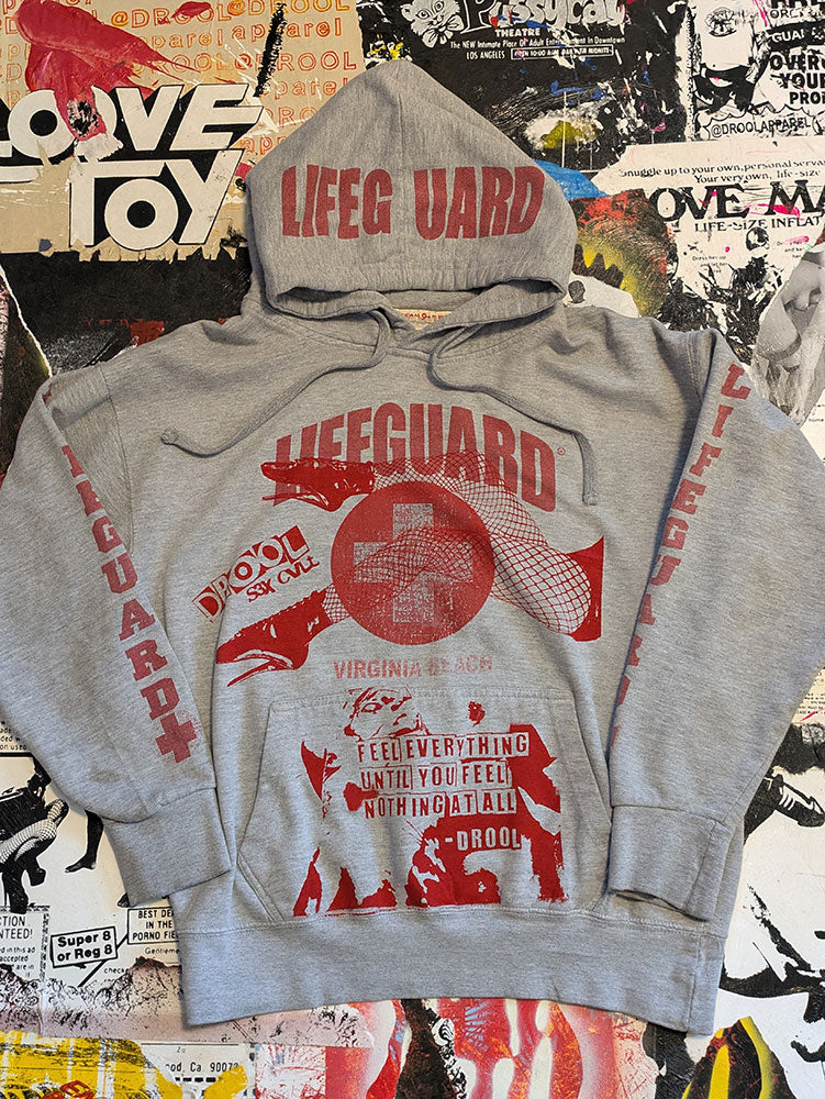 FOMO Collection - DISTRESSED Collage Lifeguard Legs Hoodie - L - 8025