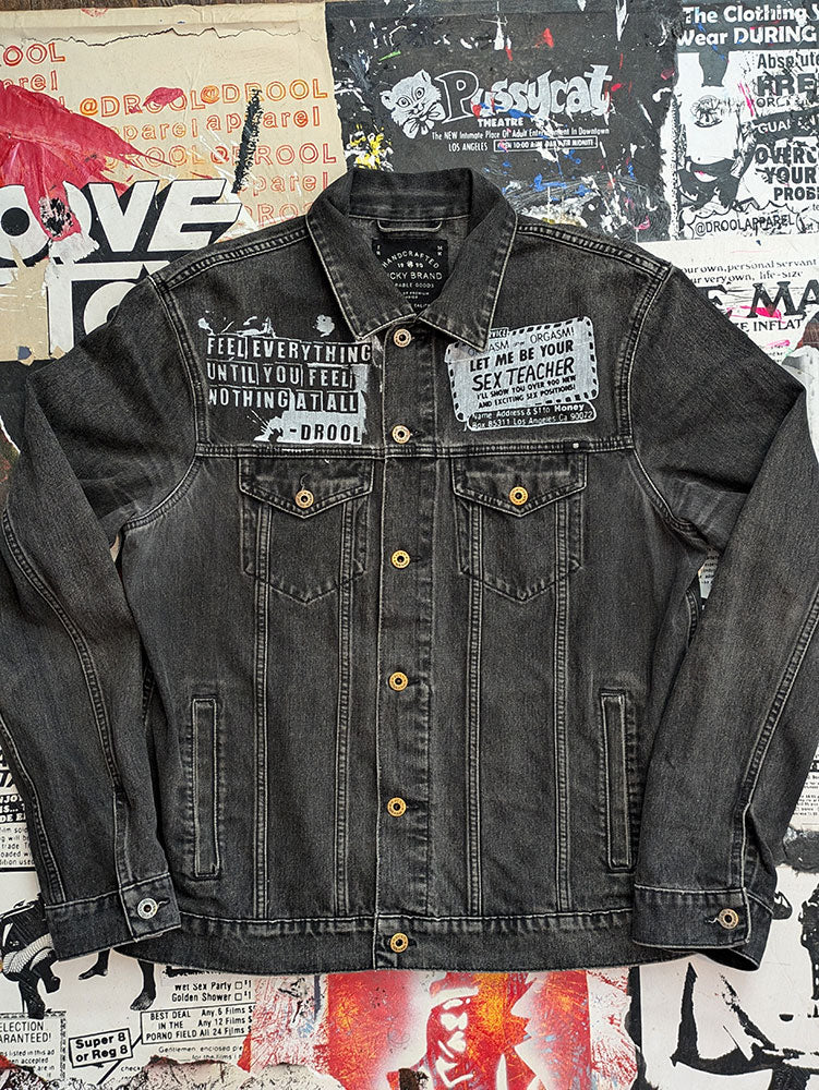 FOMO Collection - Collage Origin Story  / Teacher Feel doubled-sided Denim Jacket - Extra Large - 8324