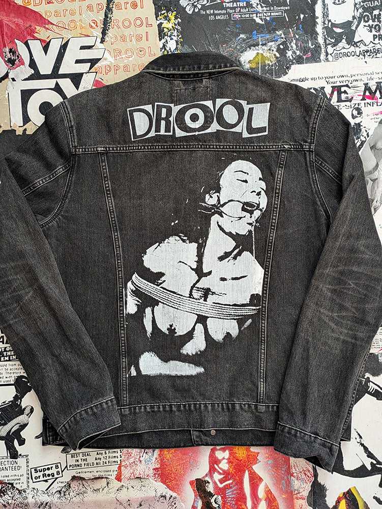 FOMO Collection - Collage Origin Story  / Teacher Feel doubled-sided Denim Jacket - Extra Large - 8324
