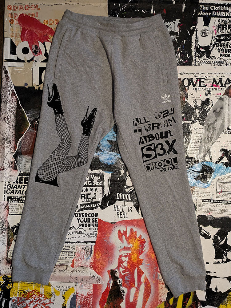 FOMO Collection - DISTRESSED Collage A.D.I.D.A.S. Legs Joggers -Small(30" waist) - 8420