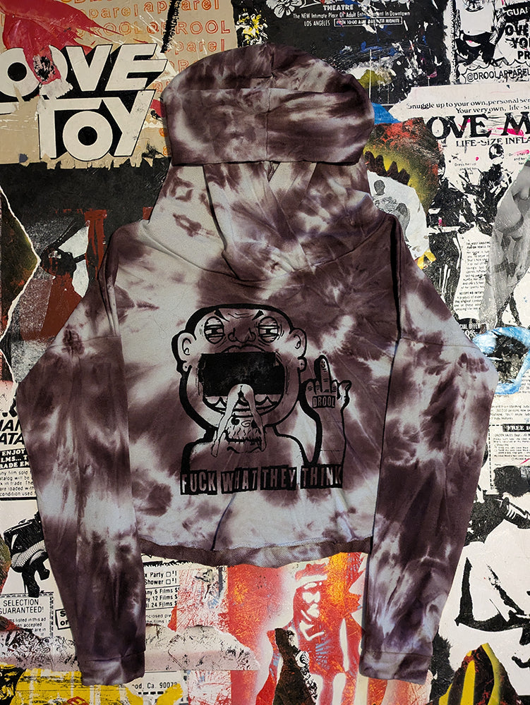 FOMO Collection Collage FWTT Raw Cut Crop Top Hoodie - M - 8929