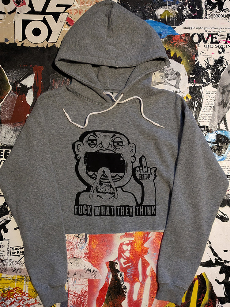 FOMO Collection Collage FWTT Raw Cut Crop Top Hoodie - M - 8930