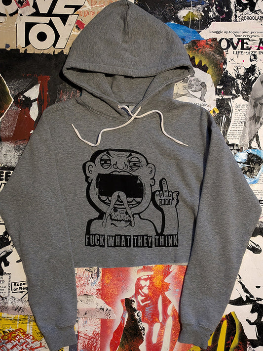 FOMO Collection Collage FWTT Raw Cut Crop Top Hoodie - M - 8930