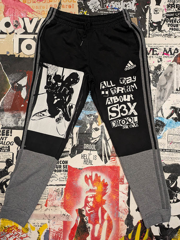 FOMO Collection Collage A.D.I.D.A.S. Throat Hug Joggers - M(Waist 30" Inseam 28" Length 37") - 9220