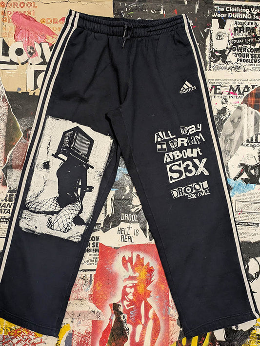 FOMO Collection Collage A.D.I.D.A.S. Box Head Sweatpants - L(Waist 32" Inseam 30" Length 39") - 9227