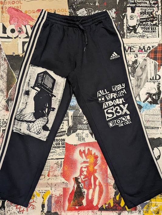 FOMO Collection Collage A.D.I.D.A.S. Box Head Sweatpants - L(Waist 32" Inseam 31" Length 41") - 9228