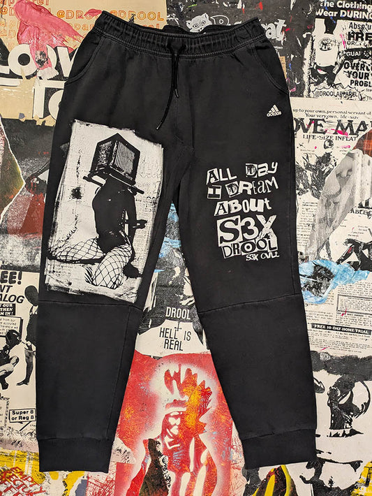 FOMO Collection Collage A.D.I.D.A.S. Box Head Joggers -XL(Waist 30" Inseam 39" Length 38") - 9230