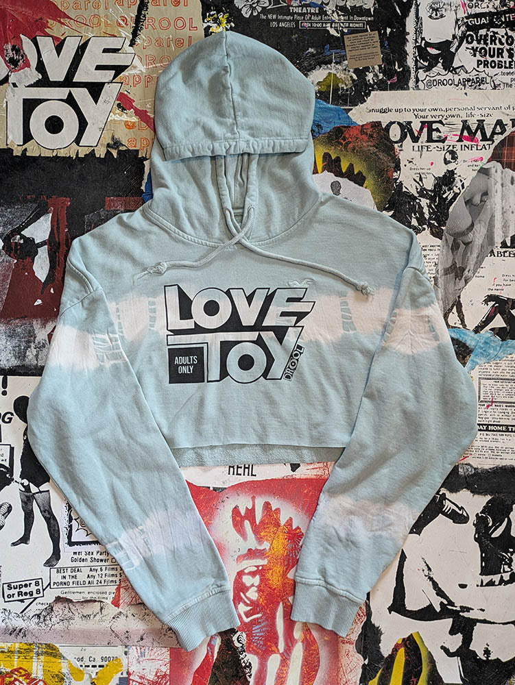 FOMO Collection Love Toy Raw Cut Crop Top Hoodie - M - 9626