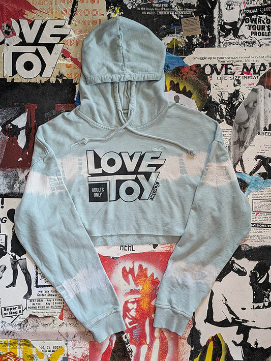 FOMO Collection Love Toy Raw Cut Crop Top Hoodie - M - 9626