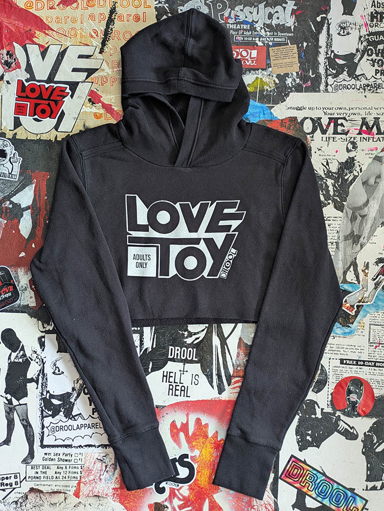 FOMO Collection Love Toy Raw Cut Crop Top Hoodie - M - 9725
