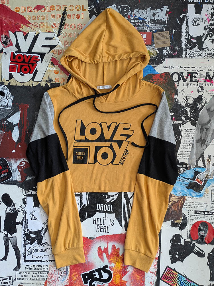 FOMO Collection Love Toy Raw Cut Crop Top Hoodie(lightweight) - S - 9727