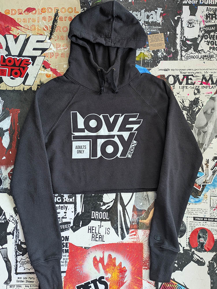 FOMO Collection Champion Love Toy Raw Cut Crop Top Hoodie - S - 9728