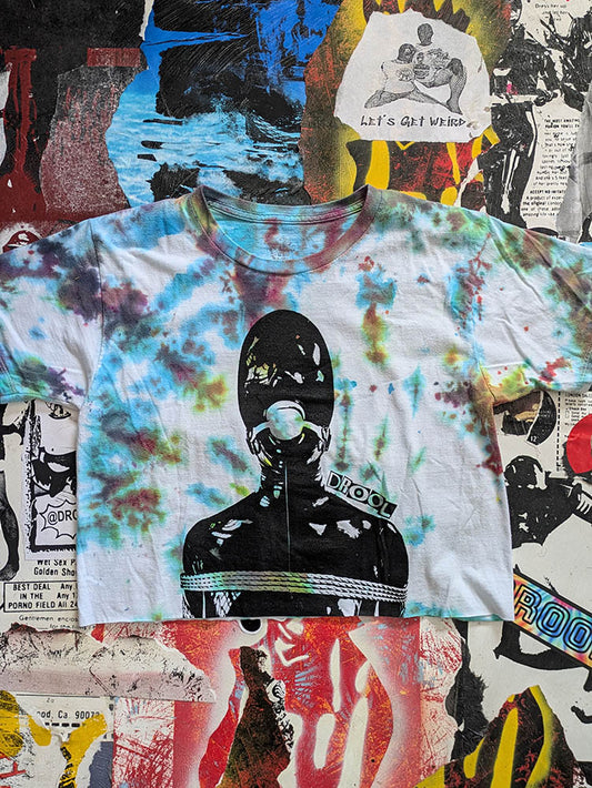 FOMO Collection Tie-Dye Manifesto Raw Cut Crop Top - S - 9812