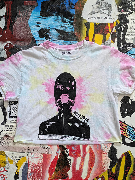 FOMO Collection Tie-Dye Manifesto Raw Cut Crop Top - S - 9813