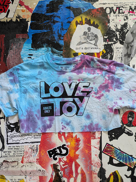 FOMO Collection Tie-Dye Love Toy Raw Cut Crop Top - M - 9823